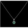 Image 2 : 2.95 ctw Emerald and Diamond Pendant With Chain - 14KT White Gold