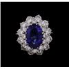 Image 2 : 4.75 ctw Tanzanite and Diamond Ring - 14KT White Gold