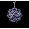 Image 1 : 14KT White Gold 19.19 ctw Tanzanite and Diamond Pendant With Chain