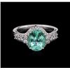 Image 2 : 2.75 ctw Paraiba Tourmaline and Diamond Ring - 18KT White Gold