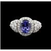 Image 2 : 14KT White Gold 1.55 ctw Tanzanite and Diamond Ring
