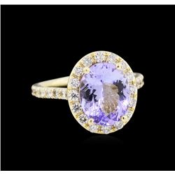 3.25 ctw Tanzanite and Diamond Ring - 14KT Yellow Gold