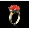 Image 3 : 14KT Yellow Gold 7.96 ctw Coral and Diamond Ring