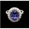 Image 2 : 3.47 ctw Tanzanite and Diamond Ring - 14KT White Gold