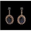 Image 1 : 9.43 ctw Blue Sapphire and Diamond Earrings - 14KT Rose Gold