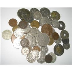 50 TOTAL COINS INCLUDES WORLD & U.S. INCLUDING INDIAN HEAD CENTS/BUFFALO NICKELS & MORE!!