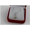 Image 2 : STERLING SILVER YELLOW SAPPHIRE AND DIAMOND NECKLACE SET, 0.30CT. PLATINUM OVERLAY. INCLUDES $250