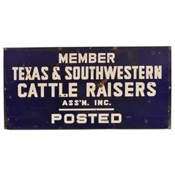 Texas Cattle Raisers Assn. Large Porcelain Sign