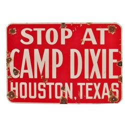 Visit Camp Dixie Houston Texas Porcelain Sign