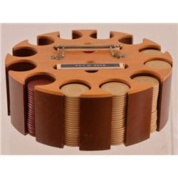 Vintage Embossed Dog Head Clay Poker Chip Set