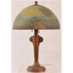 Reverse Painted Landscape Lamp