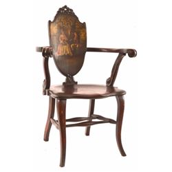 Antique Painted Scene Back Chair