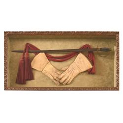 Confederate Civil War Sword And Gauntlets in Case