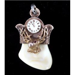 14K Gold & Ivory BPOE Elks Pocket Watch Fob