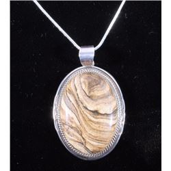Navajo Large Agate & Sterling Necklace by K.Y.