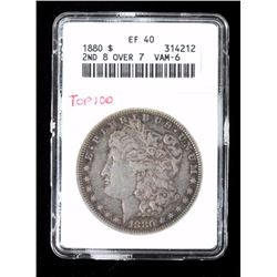 1880 8/7 Morgan Silver Dollar EF40 ANACS