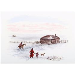 Navajo Western Watercolor by Wally Bilyeau