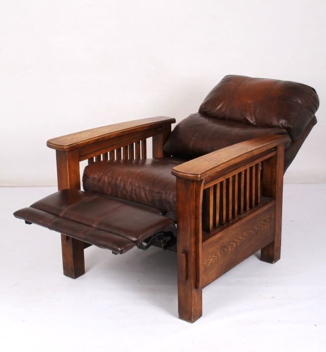 Flexsteel Leather Mission Style Arm Chair