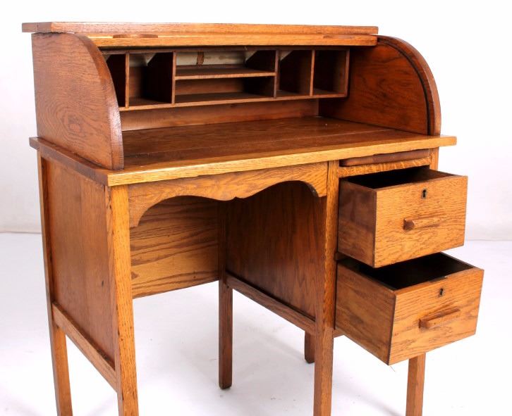 Antique Oak Child's Roll Top Desk