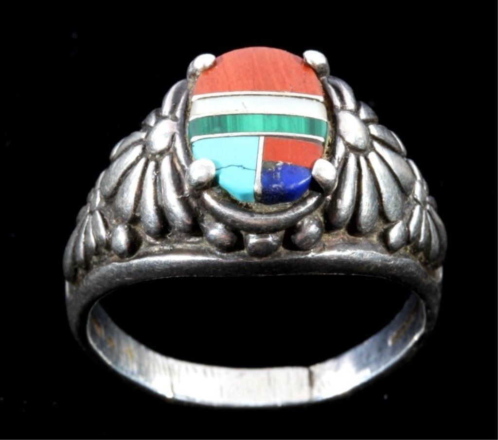 Zuni Sterling & Mosaic Inlaid Ring