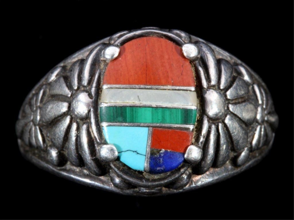 Zuni Sterling & Mosaic Inlaid Ring
