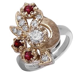 14KT White Gold Diamond and Ruby Ring - #440A
