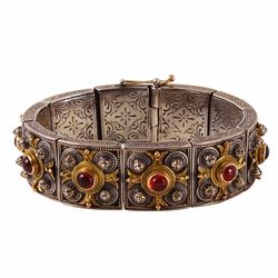 Konstantino Sterling Silver and 18KT Yellow Gold Pink Tourmaline Bracelet - #550