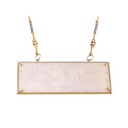14KT Yellow and White Gold Mother-of Pearl Gambling Chip Pendant and Chain - #113