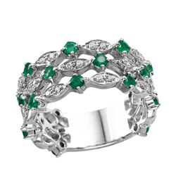 14KT White Gold Emerald and Diamond Ring - #2089