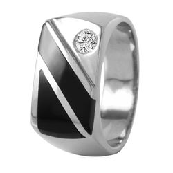 14KT White Gold Diamond and Onyx Ring - #447A