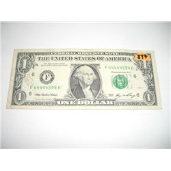 2006 SERIES EXTRA RARE *SAME 6 DIGITS SERIAL DIGITS* $1.00 SERIAL # *F44444594. NICE US DOLLAR*!! DO