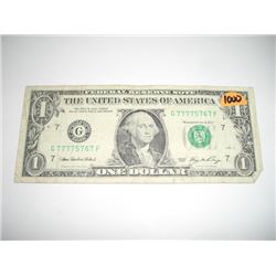 2006 SERIES EXTRA RARE *SAME 6 DIGITS SERIAL DIGITS* $1.00 SERIAL # *G77775767F. NICE US DOLLAR*!! D