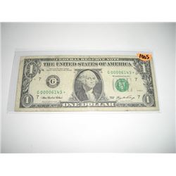 2006 SERIES EXTRA RARE *LOW SERIAL # STAR NOTE-4 DIGITS* $1.00 SERIAL # *G00006143. APPROX VALUE $50