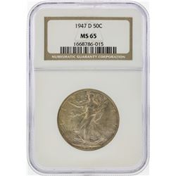 1947-D Walking Liberty Half Dollar Coin NGC MS65