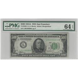 1934A $500 Federal Reserve Note PMG Graded 64EPQ