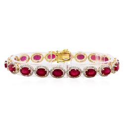 14KT Yellow Gold 22.19ctw Ruby and Diamond Bracelet