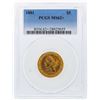 Image 1 : 1881 $5 Liberty Head Half Eagle Gold Coin PCGS Graded MS62+