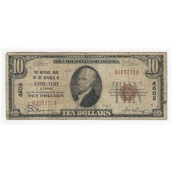 1929 $10 National Currency The National Bank of the Republic of Chicago Note