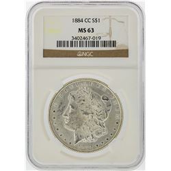 1884-CC $1 Morgan Silver Dollar NGC Graded MS63