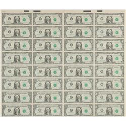 Rare 1981 $1 Uncut Sheet with Mismatch Serial Error