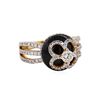 Image 1 : 18KT Rose Gold Black Agate and 0.98ctw Diamond Ring