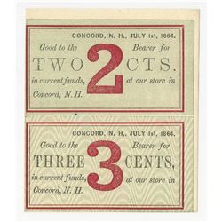 July 1, 1864 2 & 3 Cents Uncut Fractional Notes