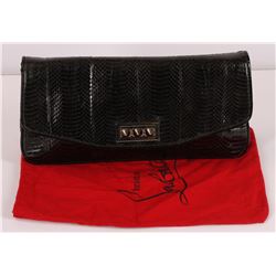 Authentic Christian Louboutin Black Python Clutch Bag