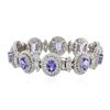 Image 2 : 14KT White Gold 11.11ctw Tanzanite and Diamond Bracelet