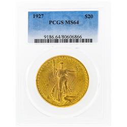 1927 $20 St. Gaudens Double Eagle Gold Coin PCGS MS64