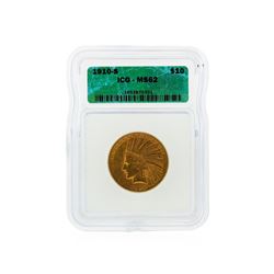 1910-S $10 Indian Head Gold Coin ICG Graded MS62