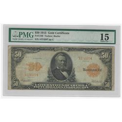 1913 Large $50 Gold Certificate Note PMG Choice Fine 15