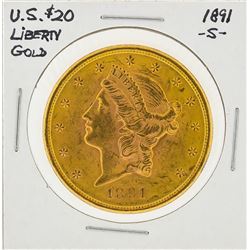 1891-S $20 Liberty Head Double Eagle Gold Coin