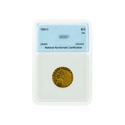 1909-O $5 Indian Head Half Eagle Gold Coin