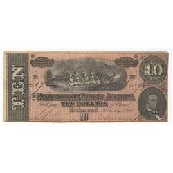1864 $10 Confederate States of America Note